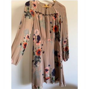 Leifsdottir silk Floral Long Sleeve midi Dress
